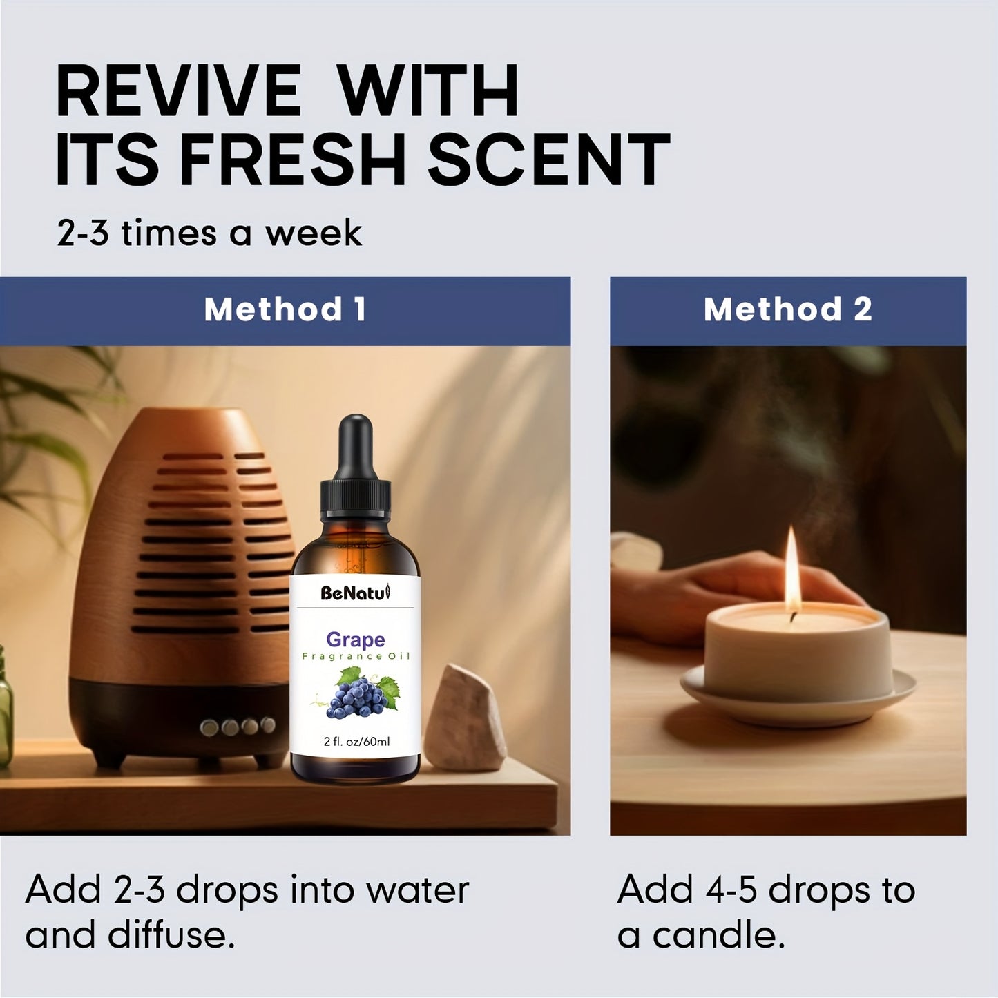 2.03oz Grape Fragrance Essential Oil - Fruity Scent, Aromatic Oil for Making Scented Candle Soap, Long-lasting Natural Essential Oil, Suitable for Diffusers, Humidifiers, DIY Candle Making, Women's Car Parts, A Gift for Women
