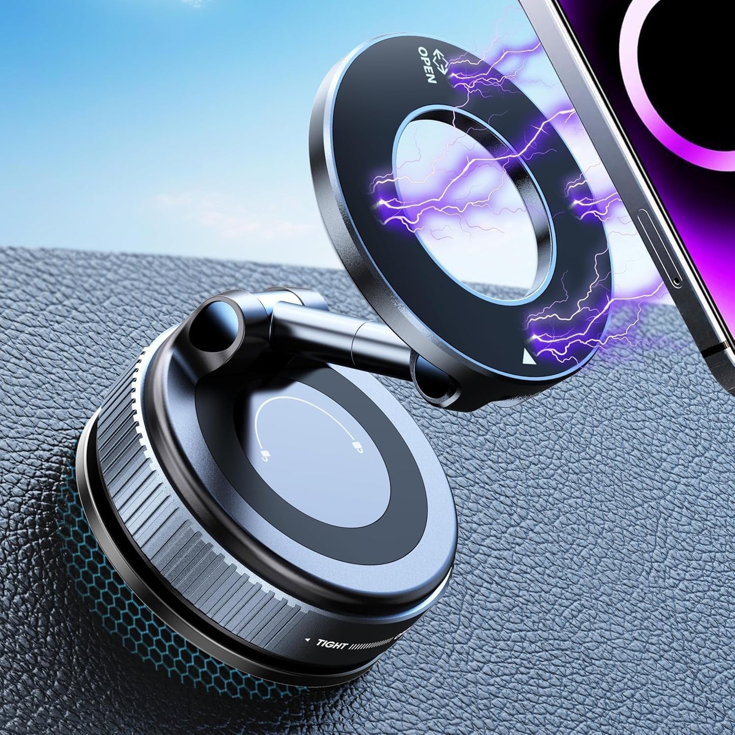 2026 Upgraded Vacuum Magnetic Car Phone Holder 360° Reinforced 96LBS Ultra Suction Cup Phone Mount for MagSafe Cell Phone Holders for Your Car/Gym/Mirror Mount for iPhone & Android