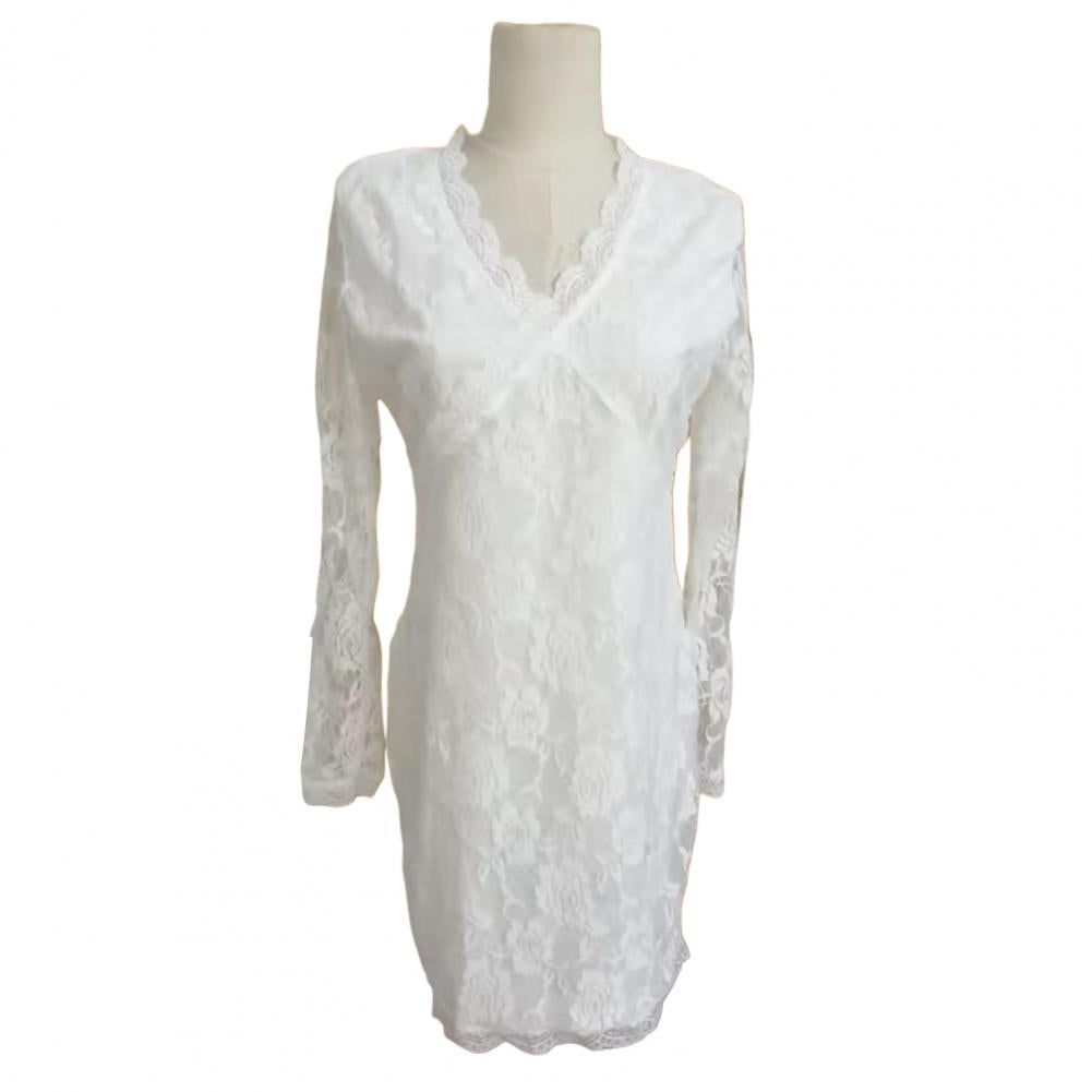 Fashion Ladies Dress Soft Lace Long Sleeves Waist Tight Elegant Ladies Wrap Hip Bodycon Dress Party Dress Daily Wear