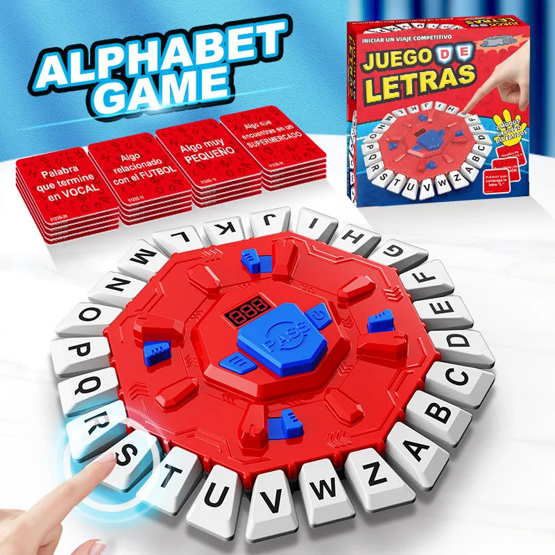 Alphabet Board Game Puzzle Word Game Family Board Game with Digital Display Timer and 2 Categories Modes Fun Fast-Paced for Part