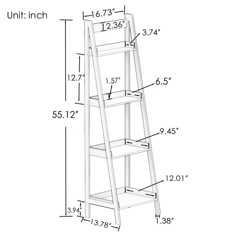 Solid Bamboo Wood Oxford “A”frame Ladder Display Bookshelf Warehouse Supermarket Kitchen Shelves Living Walnut 4 Tier Bookshelf