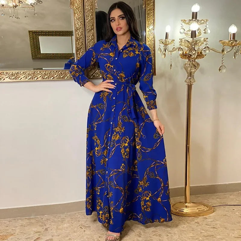 Women's Fashion New Sexy Elegant Dress Temperament Digital Printing Long Shirt Dress Women's Elegant Commuter Casual Dress