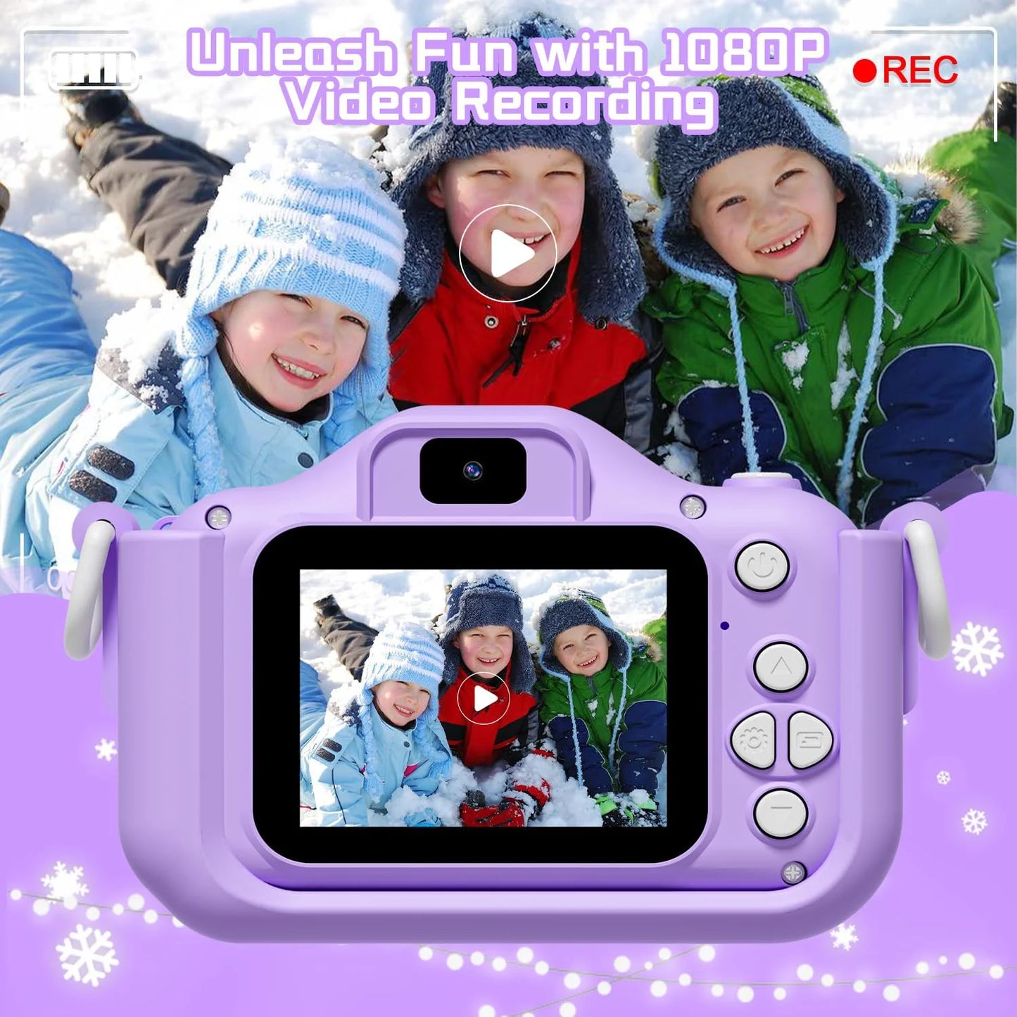Kids Camera Toys for Boys Girls Selfie HD Digital Video Shockproof Camcorder Christmas Birthday Girls 32GB Card Included