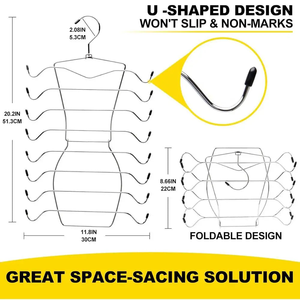 Foldable Mental Bra Hanger 8-layer Bra Hanger Sports Bra Hanger Space Saving Non-Slip Rotatable Sport Bras Holder for Closet