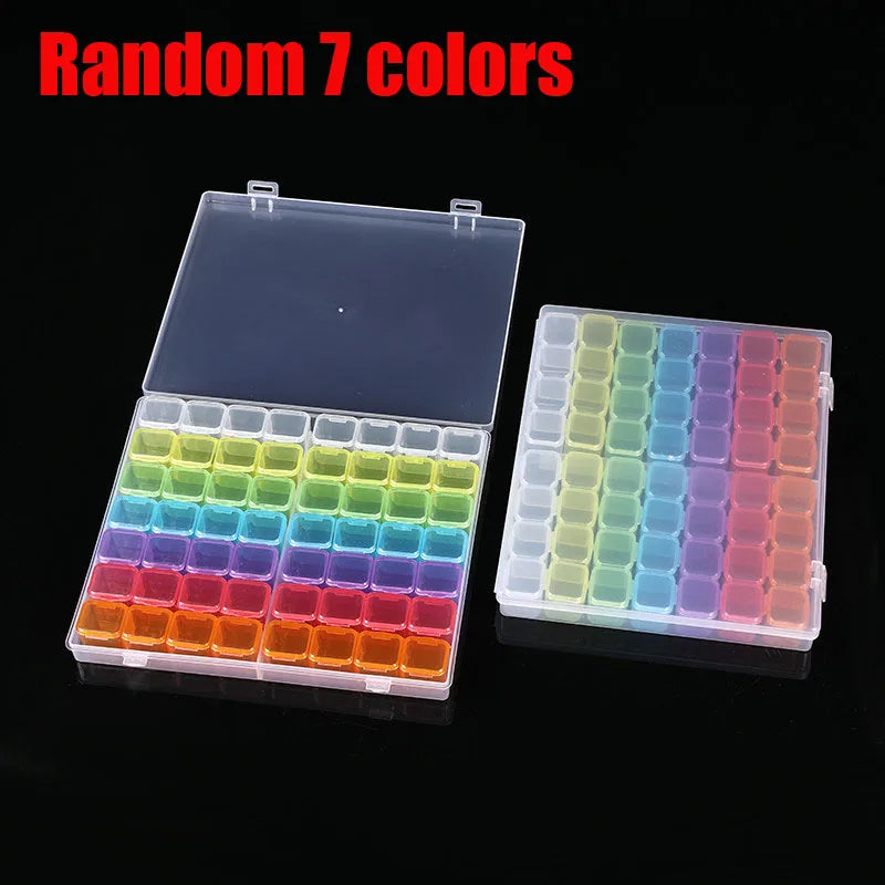 1PC 28/56Girds Clear Storage Box Square Compartment Organizers Plastic Storage Beads Jewelry Case Home Goods Storage Container