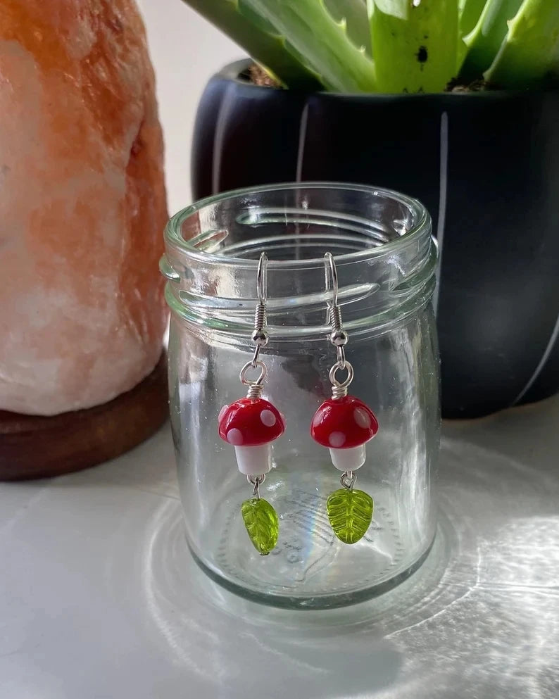 Mystical Mushroom dangle Earrings Cute women 2022 trending earrings fashion