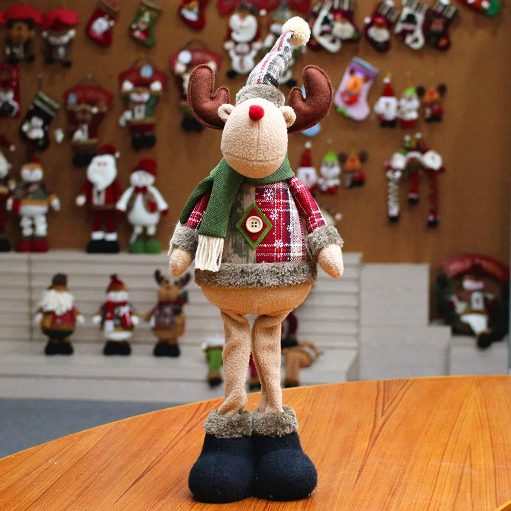 Christmas Santa Snowman-Reindeer Christmas Decoration Leg Table Mantel Decoration Plush Dolls Christmas Gifts For Kid Home Decor