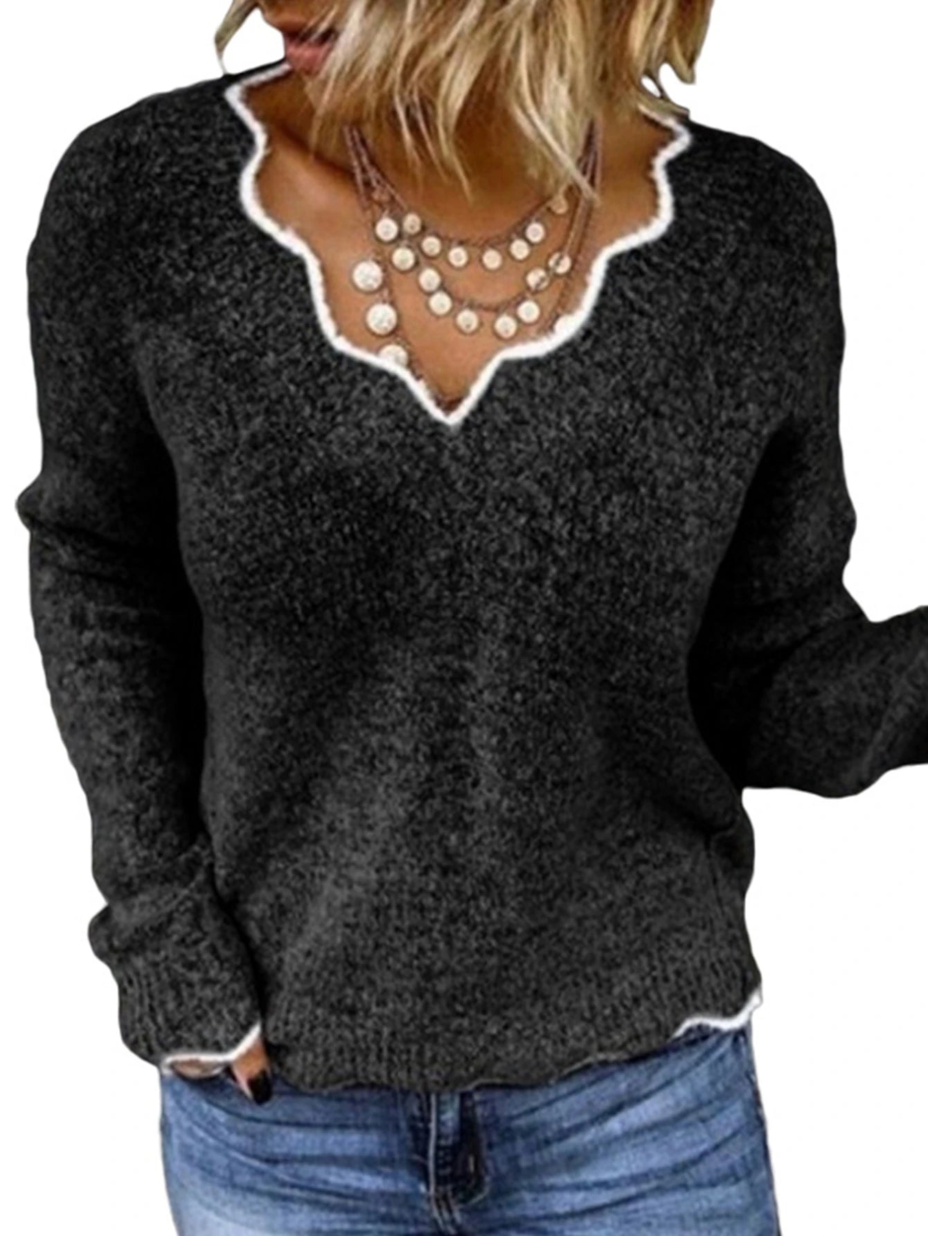 Women's Sweaters Autumn Winter Fashion Comfortable 2025 Plain Knitwear Asymmetrical Long Sleeve V-Neck Daily Sweaters