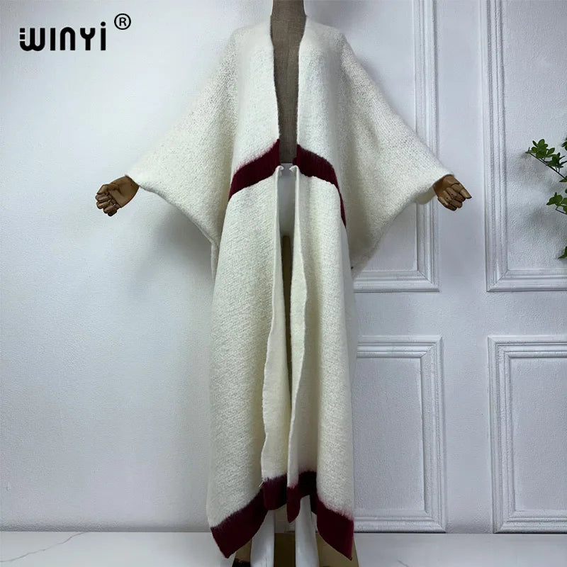WINYI winter outfits for women Luxury Fur Neutral coat Thick comfortable Warm Solid color fashion coat poncho long down dress