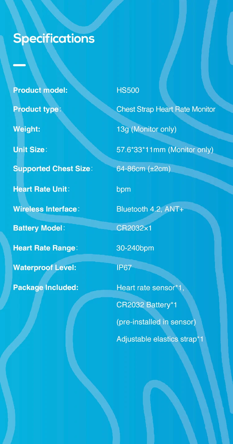 Geoid HS500 Heart Rate Sensor Monitor Cycling Computer Wireless Health Fitness For Garmin With Chest Heart Bluetooth ANT+