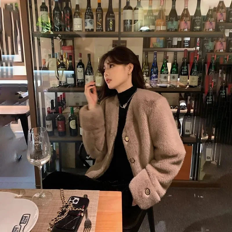 Women's Coat Women's fur Coat New Fashion Mink fur Coat Women's Autumn and Winter new Fur Short Ladies Wind Chaebol Daughter