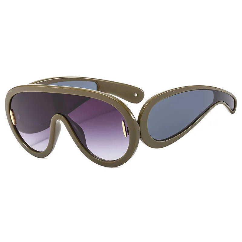SHAUNA Oversized Women Goggle Sunglasses Trending Men One-Piece Mirror Shades UV400