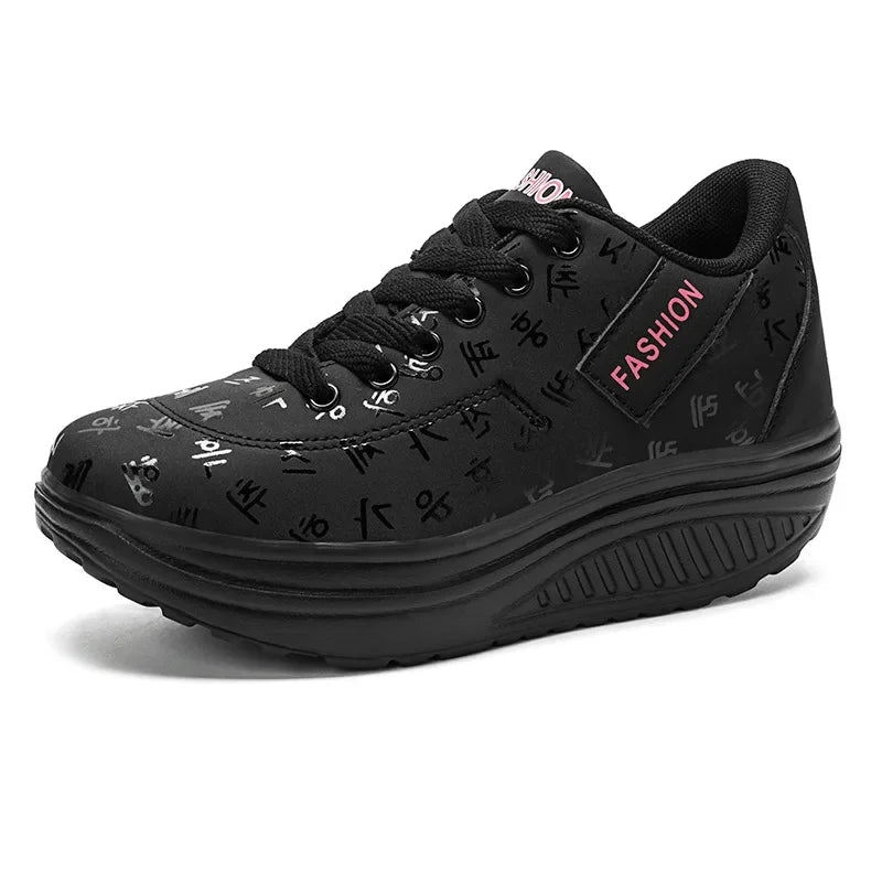 Women's Shoes Outdoor Casual Shoes Autumn Fashion Platform Vulcanized Shoes Flat Sole Walking Shoe Plus Size Lace-up Sneakers