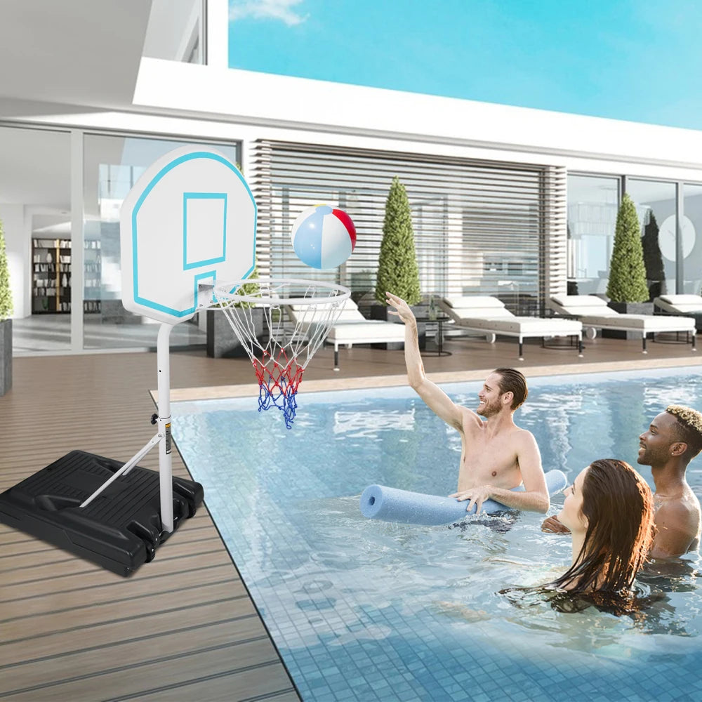 Poolside Basketball Hoop Portable Swimming Pool Basketball System Height Adjustable 3.1ft-4.7ft 36" Backboard Indoor Outdoor Use