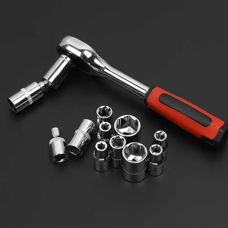 High-End Professional 53&121pcs Tool Set, Car/Bike Repair Machinery Tool Set, 1/2*1/4 "3/8" Drive Depth And Standard Socket, Professional Racing Car Parts Repair Ratchet Wrench And Other Car Repair Parts Tool Set