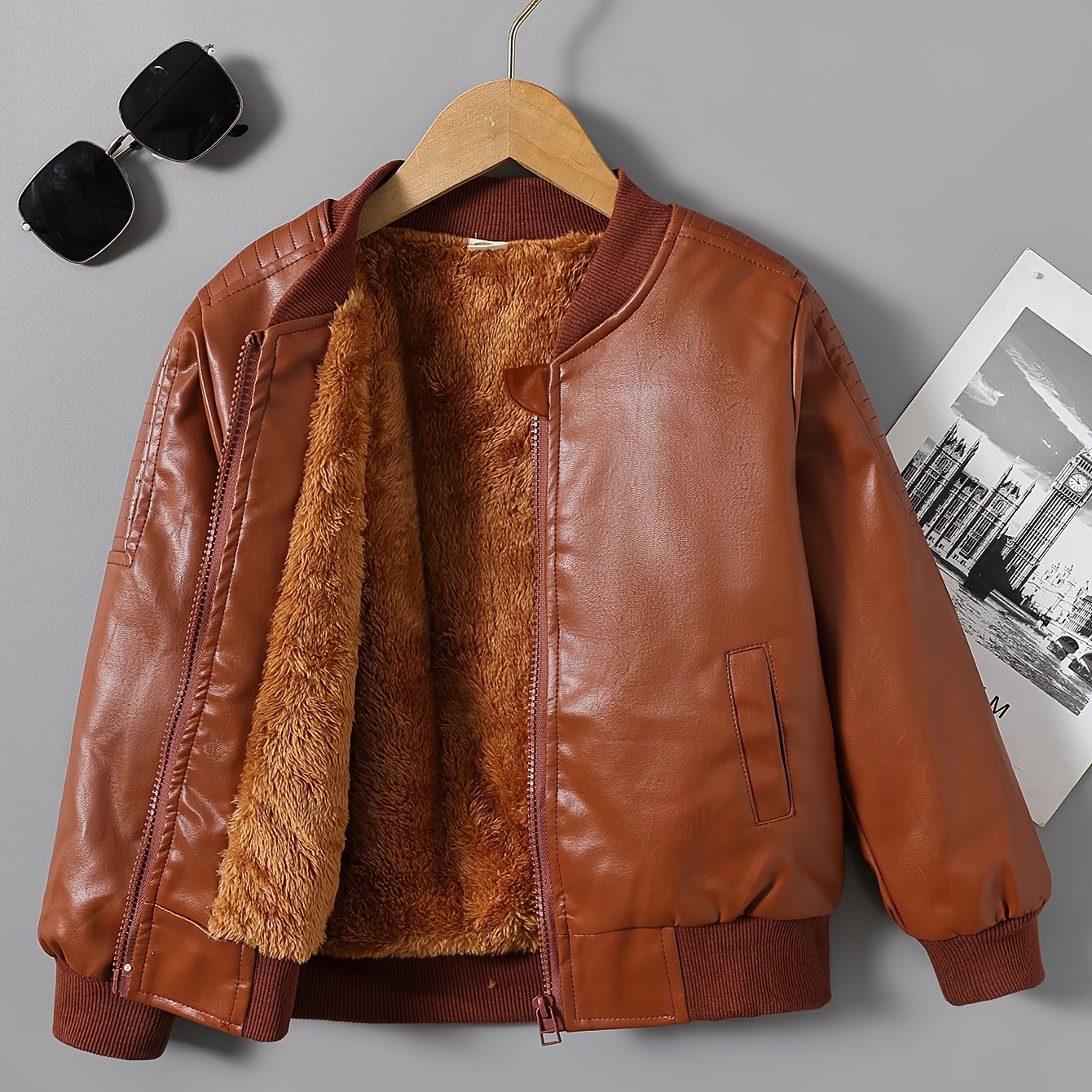 2025 Autumn Winter New Boys' -Lined Zip-Up Jacket