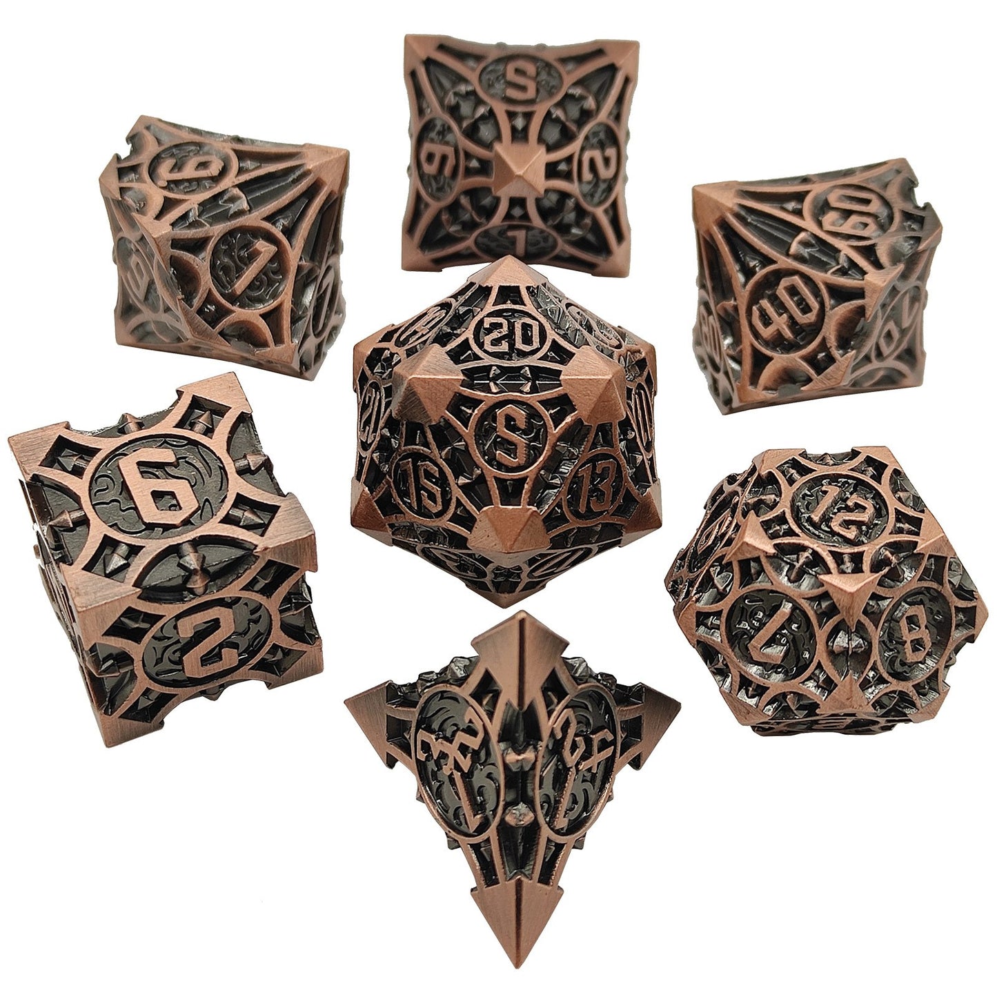 Metal Dice Set, 7 Die Metal Polyhedral Dice Set With Gift Metal Box And Golden Number For Metal Dice Set Christmas, Halloween, Thanksgiving Gift, gaming gift