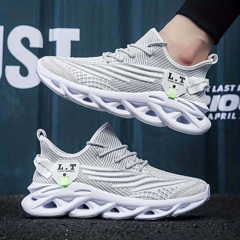 [Casual Sneakers] Casual Men's Fashion Sneakers | Round Toe, Lace-Up Closure, Fabric Upper, MD Sole, Striped Pattern, All-Season Sports Footwear