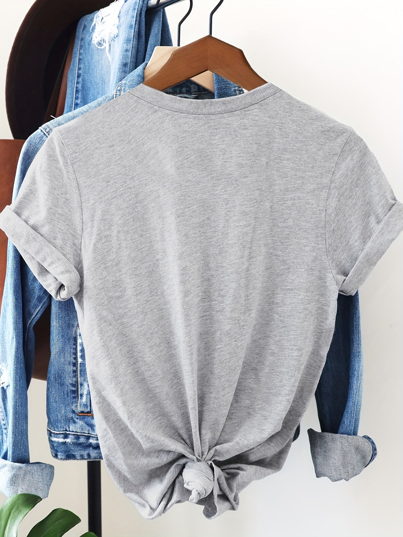 [Trending] Chic Letter Print Cotton T-Shirt for Women - Casual Crew Neck, Short Sleeve Top, Machine Washable