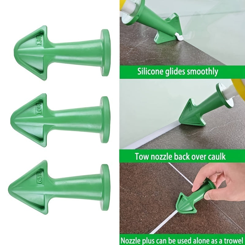 3pcs Silicone Caulk Nozzle Applicator Tools - Durable Plastic, Easy-Grip Handle for Floor Cleaning & Tile Joint Dirt Spatula, Ideal for Epoxy Sealant Application, Perfect Christmas & New Year Gift, Caulk Removal Tool
