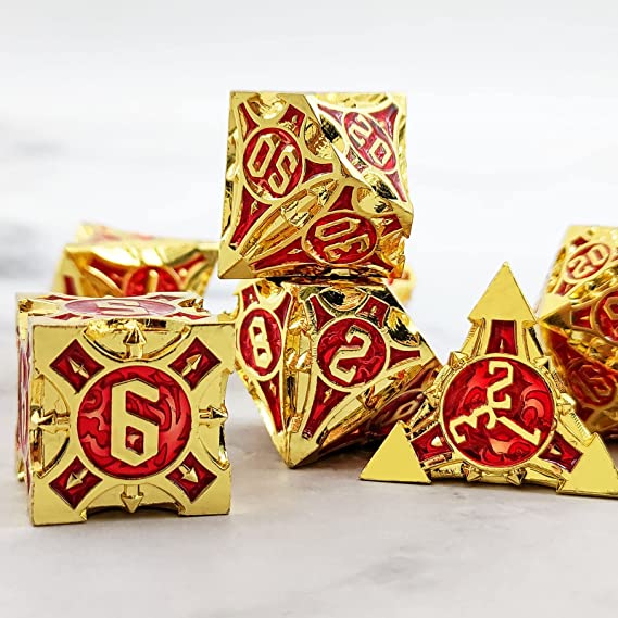 Metal Dice Set, 7 Die Metal Polyhedral Dice Set With Gift Metal Box And Golden Number For Metal Dice Set Christmas, Halloween, Thanksgiving Gift, gaming gift