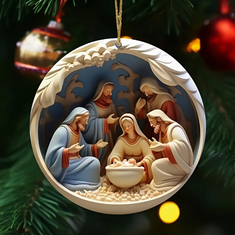 [Trending] 12pcs Handcrafted Wooden Nativity Scene Set - Full Moon Design Christmas Ornaments for Tree, Home & Holiday Decor