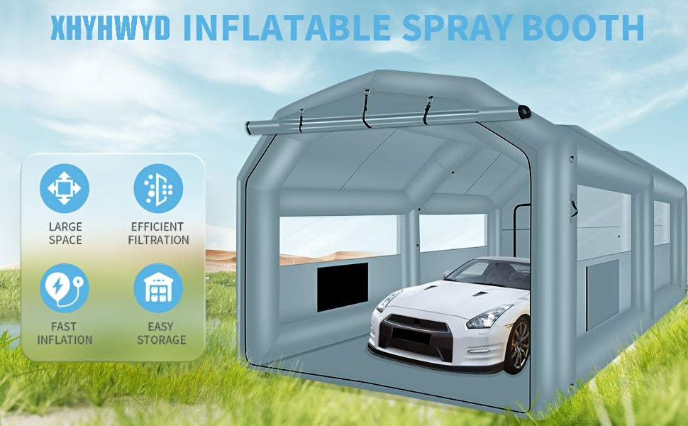 [Inflatable Paint Booth] Portable Inflatable Paint Booth 20 X 13.5 X 9.7ft/13.5 X 8.5 X 8.5ft - Inflatable Paint Booth Tent W/1100W Blower & 750W Blower For DIY Spray Car Parts Painting Motorcycle Garage
