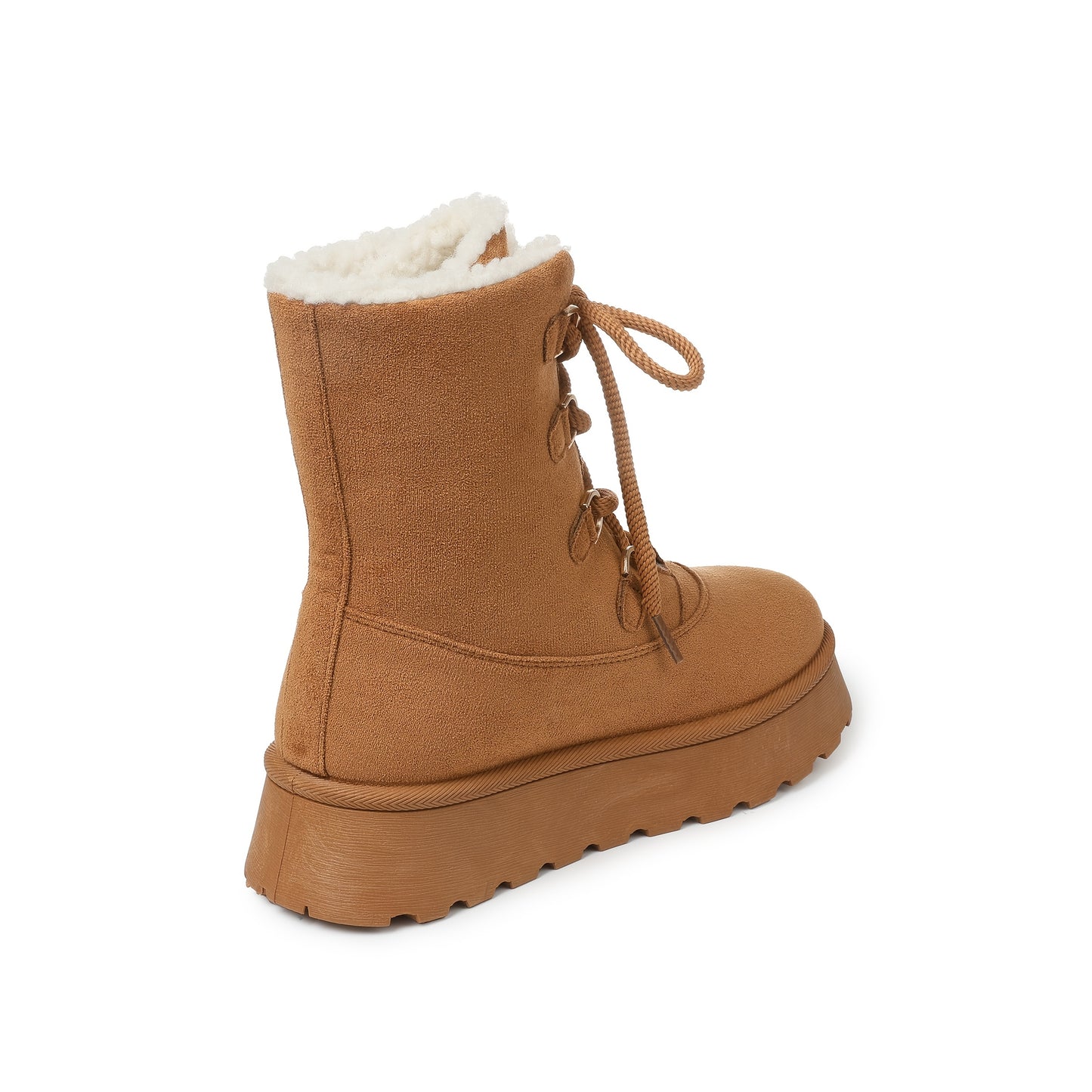 Snow Boots Platform Boots Winter Boots For Women Mid Calf Lace Up Women'S Boot Cozy Boots Fleece Lined Boots Trending Shoes For Womens Warm Faux Fur Shoes