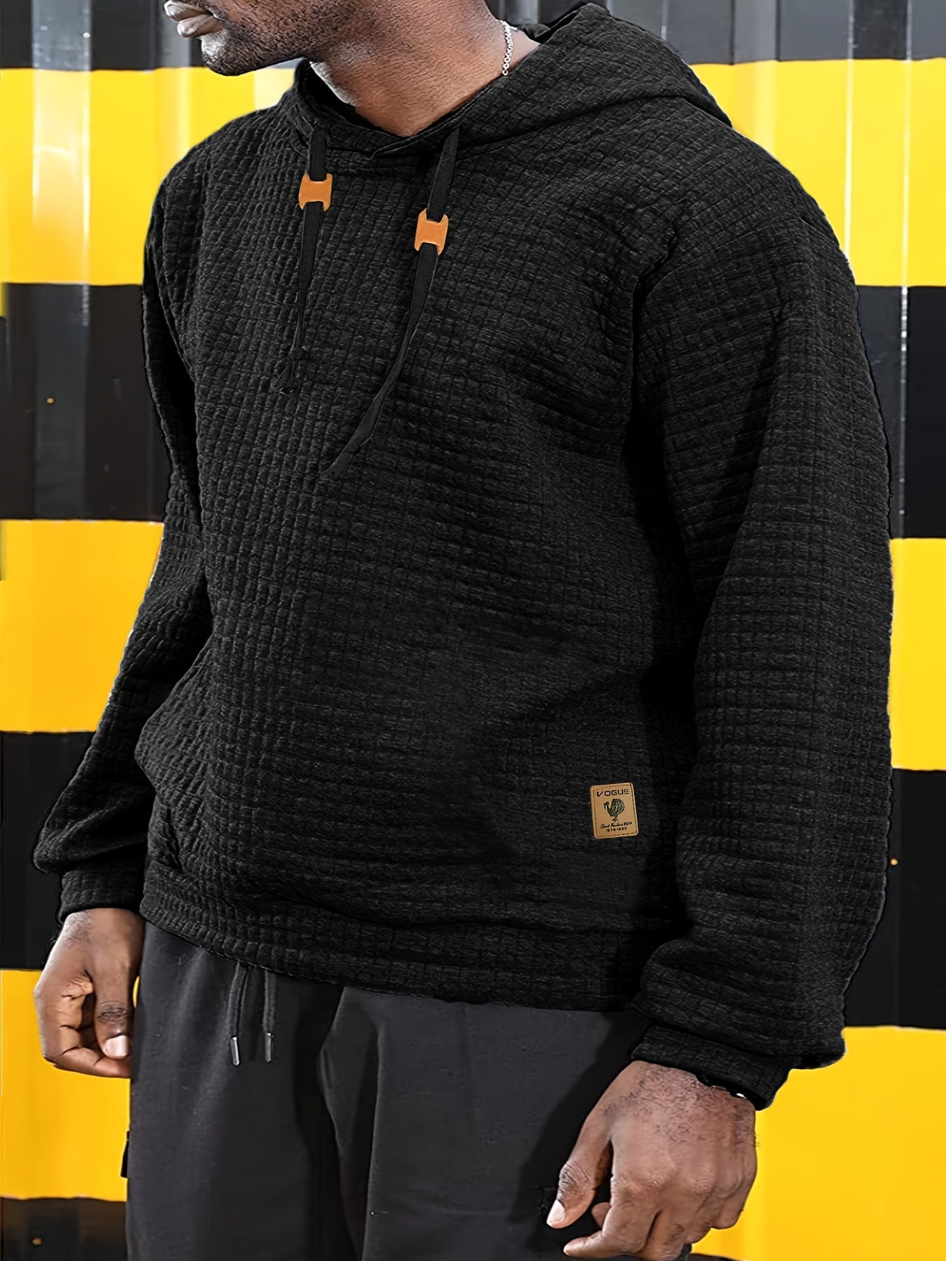[Trending] 3pcs Men's Waffle-Knit Hoodies - Breathable, Moisture-Wicking & Quick-Dry for Running, Fitness & Casual Wear - Solid Color with Adjustable Drawstring