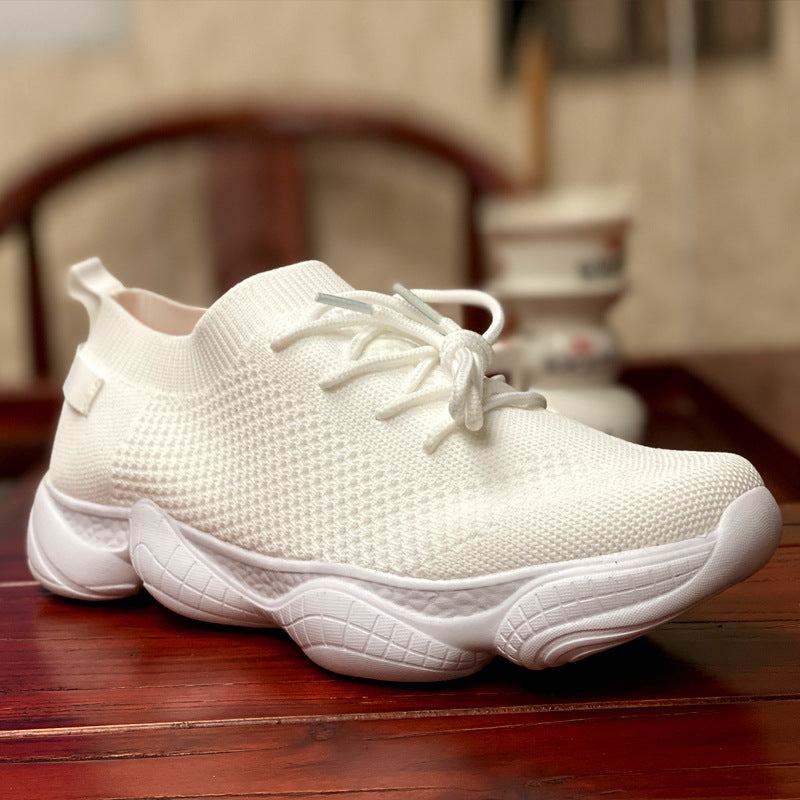 Women's Platform Mesh Sneakers, Low Top Lace Up Round Toe Casual Shoes, Women's Breathable Sport Shoes