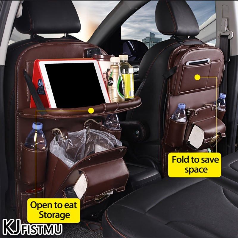 Large Multi-Function Folding Rear Seat Car Parts with Backrest Storage Trash Can, Notebook, Dining Table, and Tray