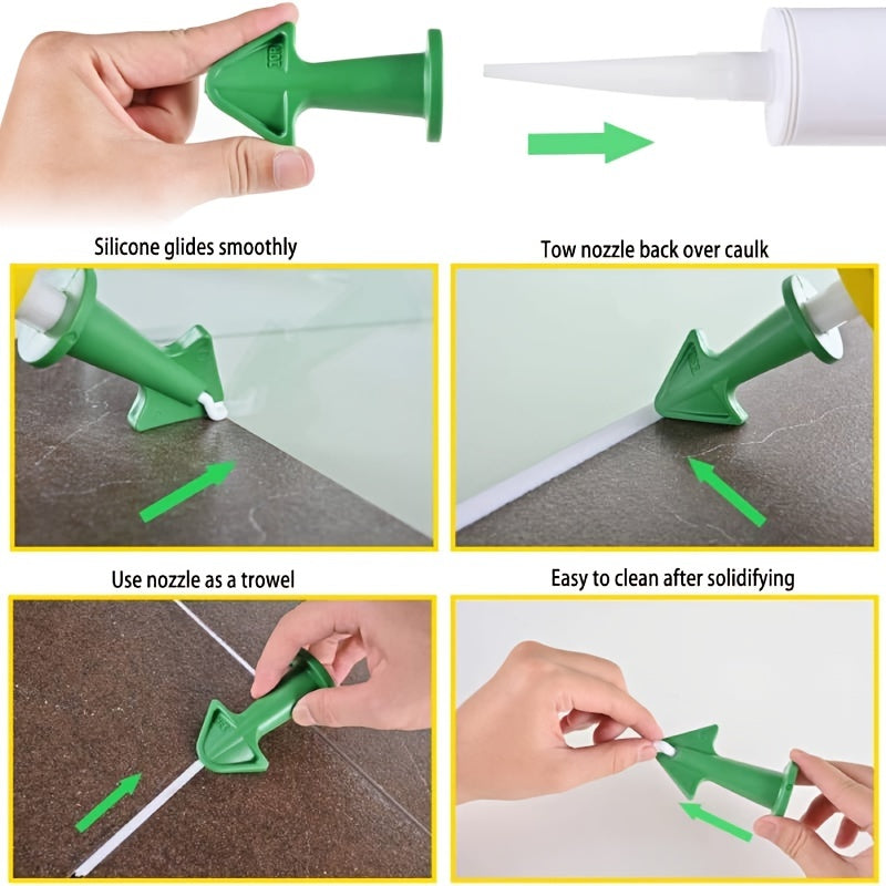 3pcs Silicone Caulk Nozzle Applicator Tools - Durable Plastic, Easy-Grip Handle for Floor Cleaning & Tile Joint Dirt Spatula, Ideal for Epoxy Sealant Application, Perfect Christmas & New Year Gift, Caulk Removal Tool