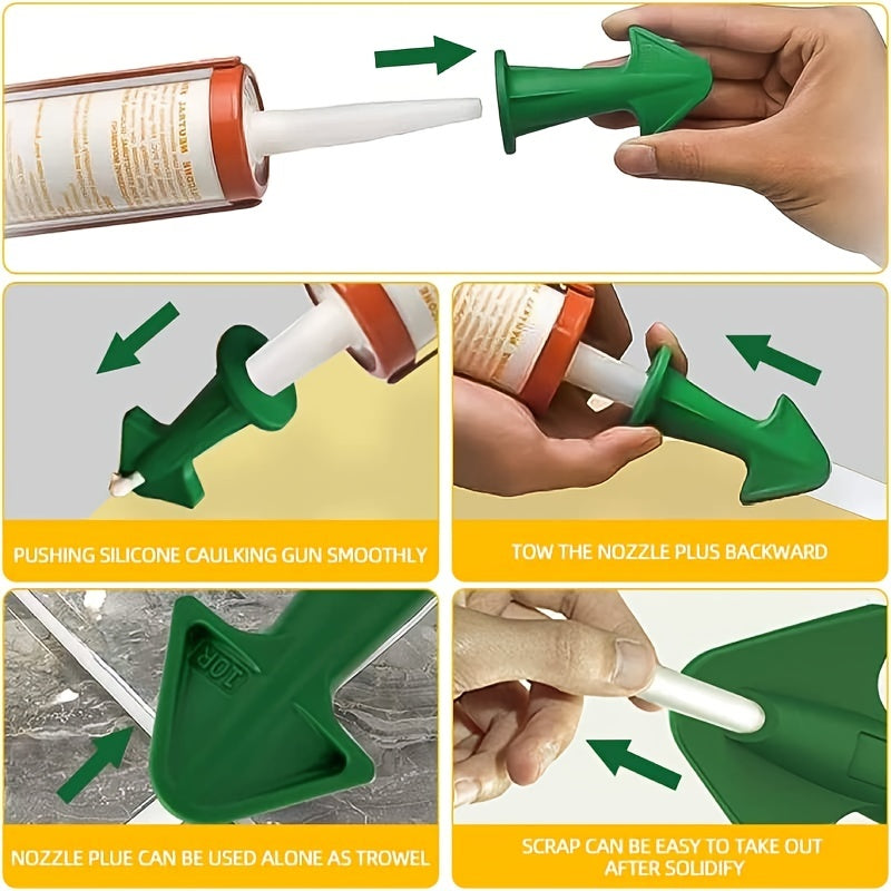3pcs Silicone Caulk Nozzle Applicator Tools - Durable Plastic, Easy-Grip Handle for Floor Cleaning & Tile Joint Dirt Spatula, Ideal for Epoxy Sealant Application, Perfect Christmas & New Year Gift, Caulk Removal Tool