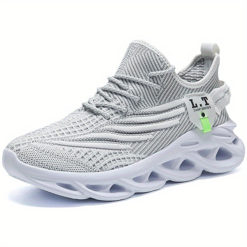 [Casual Sneakers] Casual Men's Fashion Sneakers | Round Toe, Lace-Up Closure, Fabric Upper, MD Sole, Striped Pattern, All-Season Sports Footwear