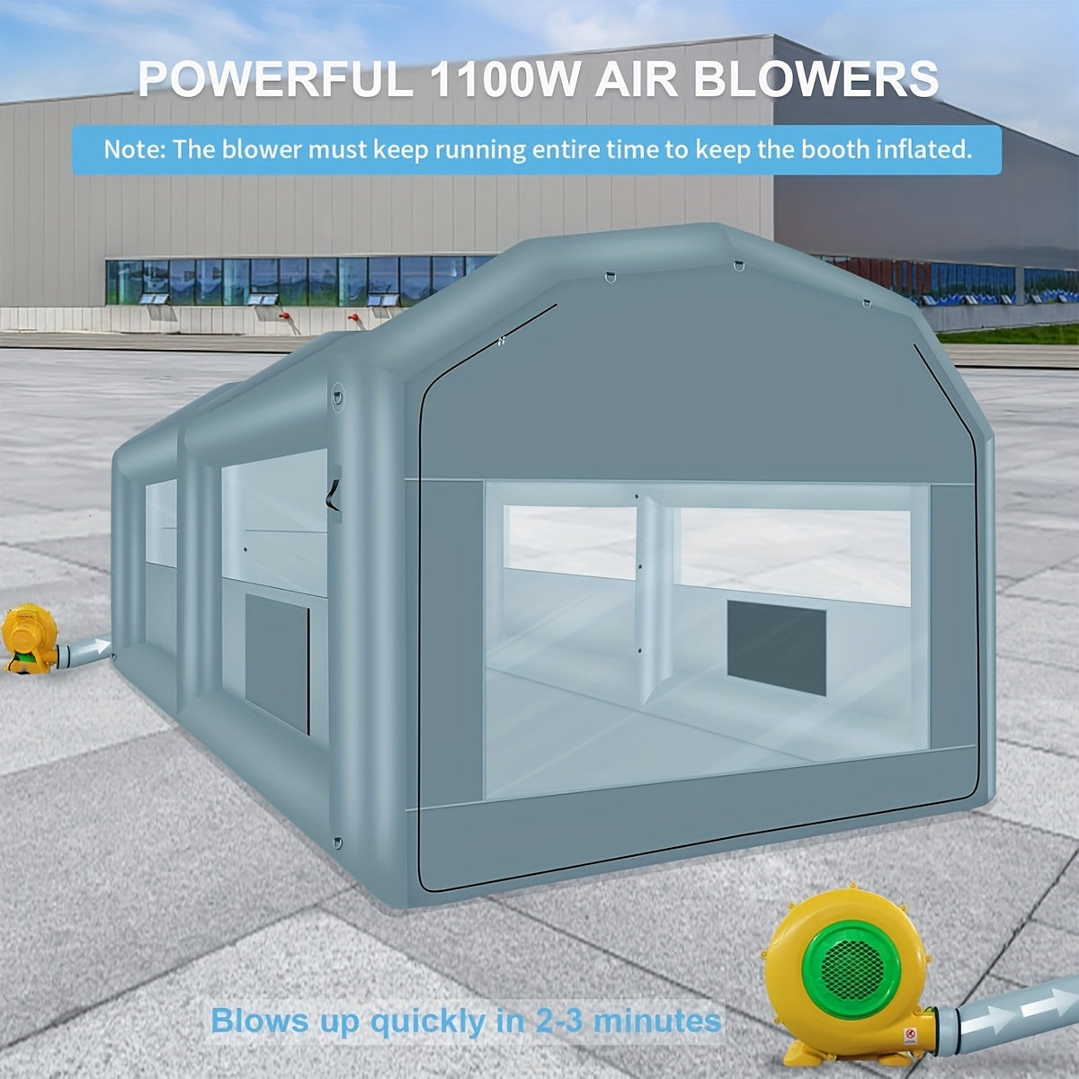 [Inflatable Paint Booth] Portable Inflatable Paint Booth 20 X 13.5 X 9.7ft/13.5 X 8.5 X 8.5ft - Inflatable Paint Booth Tent W/1100W Blower & 750W Blower For DIY Spray Car Parts Painting Motorcycle Garage