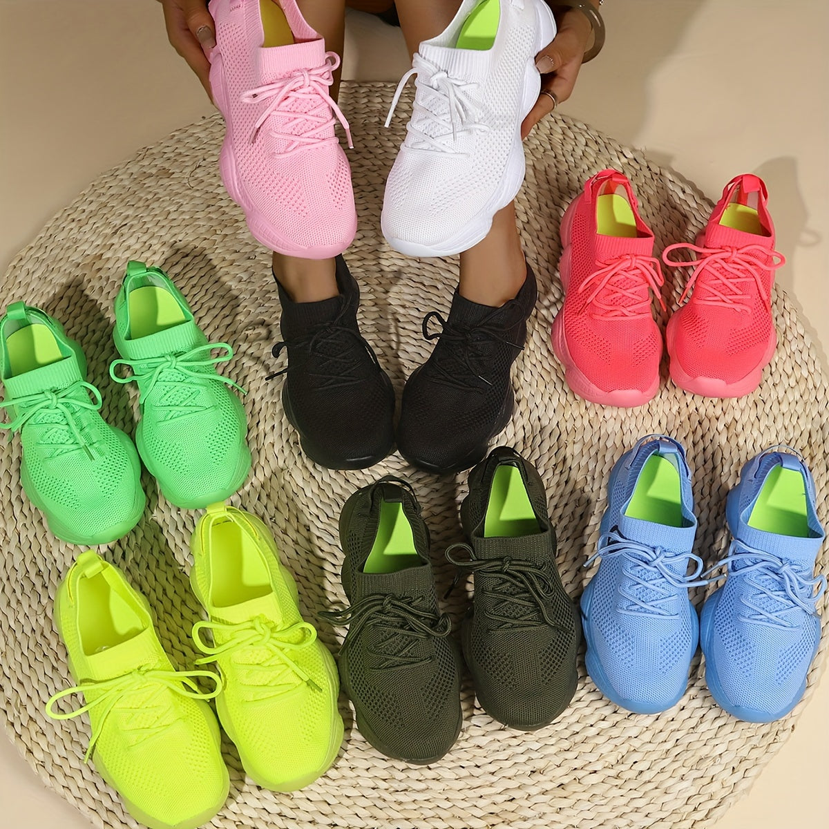 Women's Platform Mesh Sneakers, Low Top Lace Up Round Toe Casual Shoes, Women's Breathable Sport Shoes