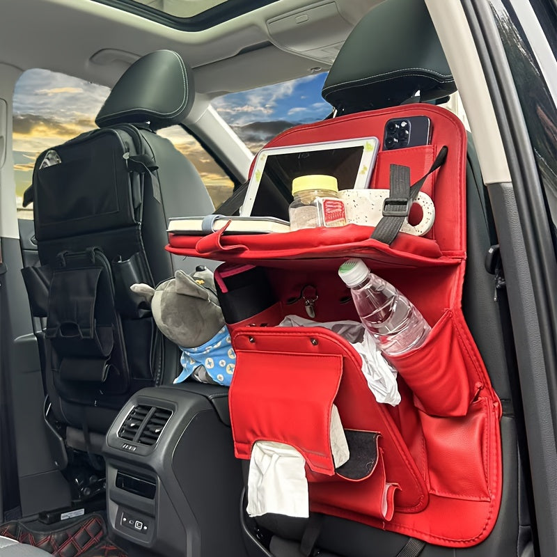 Large Multi-Function Folding Rear Seat Car Parts with Backrest Storage Trash Can, Notebook, Dining Table, and Tray