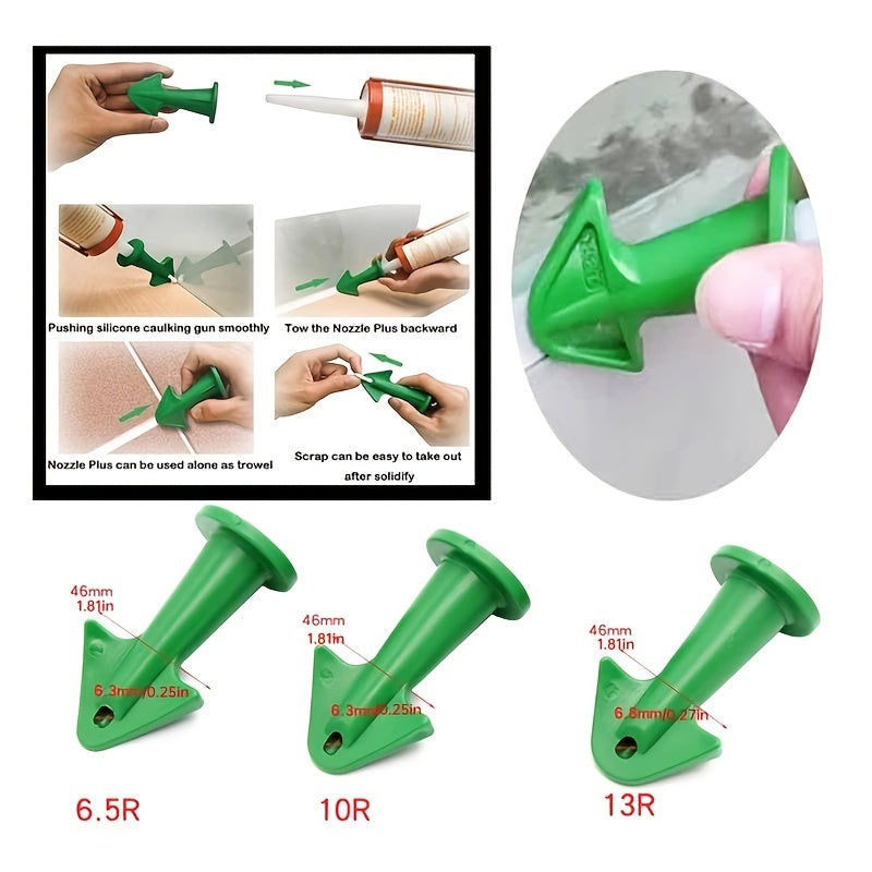 3pcs Silicone Caulk Nozzle Applicator Tools - Durable Plastic, Easy-Grip Handle for Floor Cleaning & Tile Joint Dirt Spatula, Ideal for Epoxy Sealant Application, Perfect Christmas & New Year Gift, Caulk Removal Tool