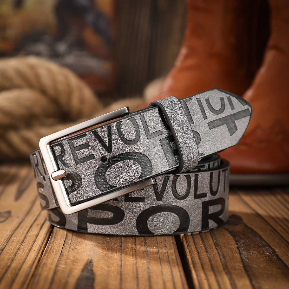 Men'S Sporty Faux Leather Belt with Buckle - "EVOLUTION" Design, Brown, Perfect for Suits, Jeans, and Uniforms, Belt for Clothes