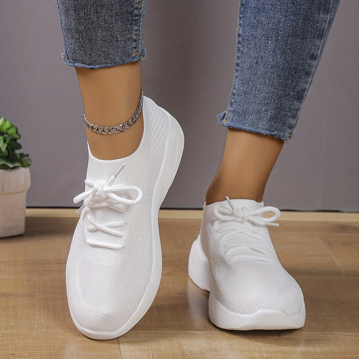 Lightweight & Breathable Women’s Sneakers - Comfortable Mesh Lace-Up Sneakers, Pink Textured Knit Upper, Cushioned Insole, Durable PU Sole, Casual & Sporty Design for All-Day Wear, Sporty Sneakers | Feminine Footwear | Mesh