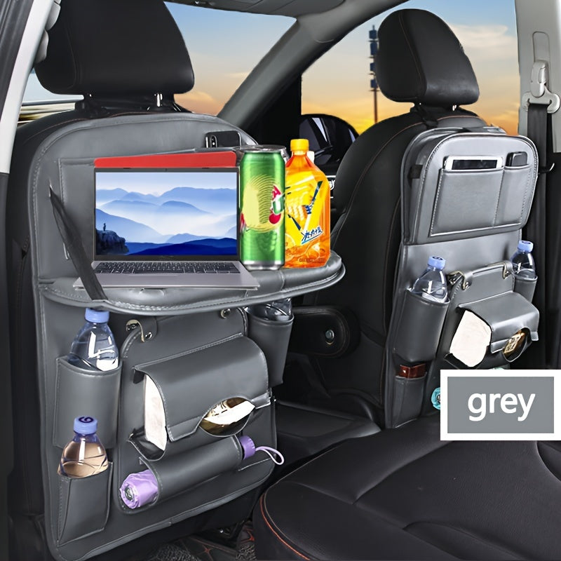 Large Multi-Function Folding Rear Seat Car Parts with Backrest Storage Trash Can, Notebook, Dining Table, and Tray