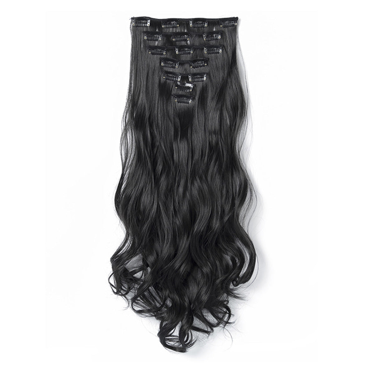 Clip In Hair Extensions 7 PCS Full Head 22 Inch Long Curly Wavy Synthetic Clip Hair Pieces Wavy Hair Pieces For Women Girls Hair Clips Hair Accessories Halloween Christmas