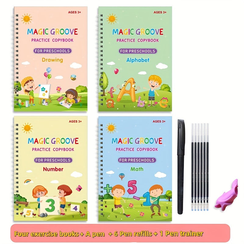 4pcs/set Reusable Children 3D Copybook for Calligraphy Numbers 0-100 Handwriting christmas /halloween /Thanksgiving DayTextbook Learning Math Book Writing for Kids Toys