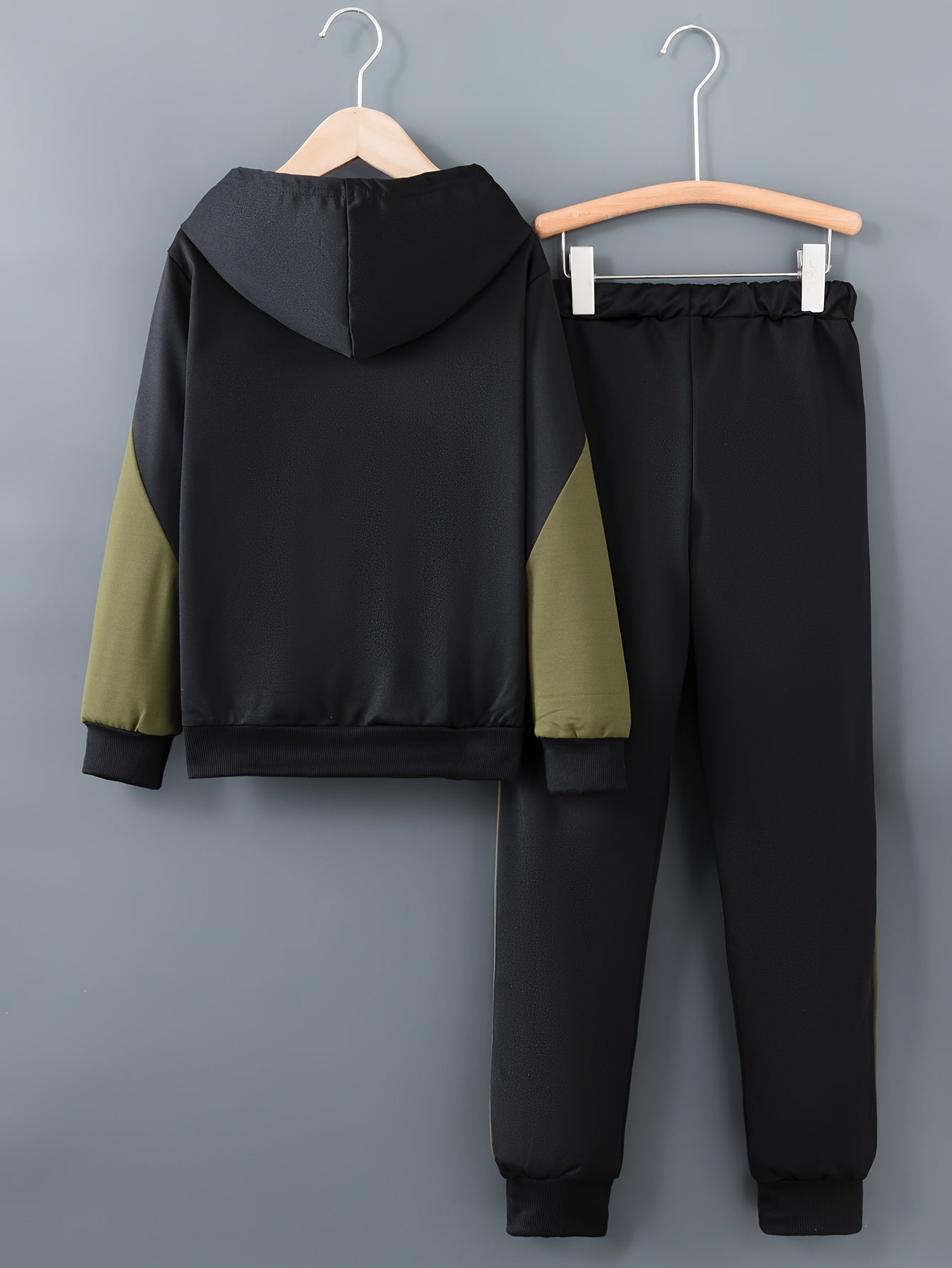 Boys' Stylish Color Block "MASTOR" Hoodie & Jogger Set - Cozy Polyester, Drawstring, Fall/Winter Casual Outfit, Jogging Suits, Perfect for Outdoor