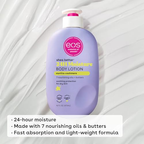 eos Shea Better Body Lotion, Fresh & Cozy, 24-Hour Moisture Skin Care, Lightweight & Non-Greasy, Natural Shea, Vegan, 16 fl oz