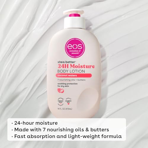 eos Shea Better Body Lotion, Fresh & Cozy, 24-Hour Moisture Skin Care, Lightweight & Non-Greasy, Natural Shea, Vegan, 16 fl oz