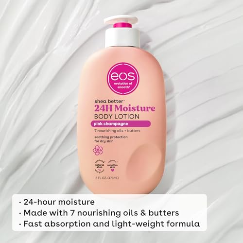 eos Shea Better Body Lotion, Fresh & Cozy, 24-Hour Moisture Skin Care, Lightweight & Non-Greasy, Natural Shea, Vegan, 16 fl oz