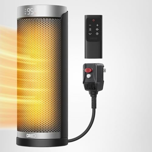 Dreo Space Heater, 1500W Electric Heaters for Indoor Use with Thermostat, 70° Oscillation, 8 Safety Protections, 5 Modes, Remote, 12H Timer, Quiet Portable Heater for Office, Bedroom, Large Room