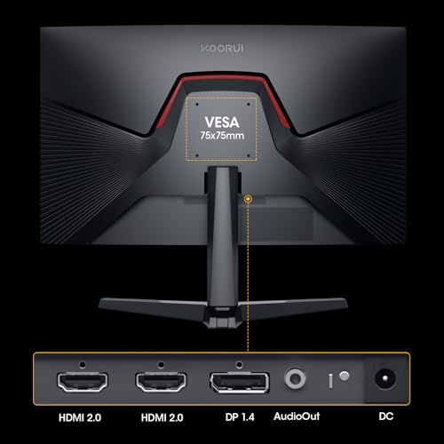 KOORUI 24 inch Curved Gaming Monitor 180Hz FHD 1080P Computer Monitor, 1ms 1500R Display, Adaptive Sync, FreeSync Premium, HDMI 2.0X2 & DP 1.2, VESA, Tilt, 24E6CA