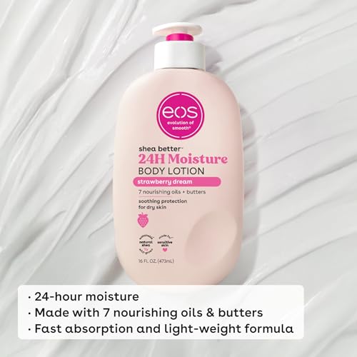 eos Shea Better Body Lotion, Fresh & Cozy, 24-Hour Moisture Skin Care, Lightweight & Non-Greasy, Natural Shea, Vegan, 16 fl oz